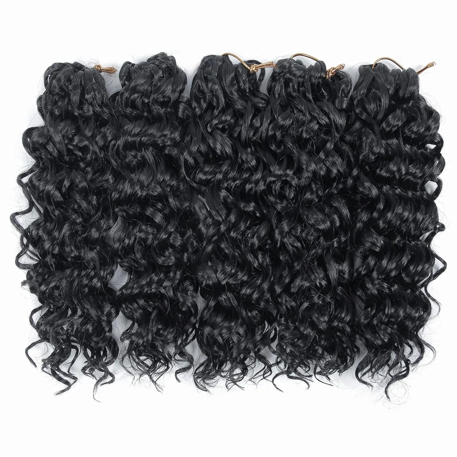 GoGo Curl Crochet hair for Black Women Short Beach Curl Bohemian Crochet Braids Natural Black Deep Wave Braiding hair Extensions (10inch,5Packs,1B)