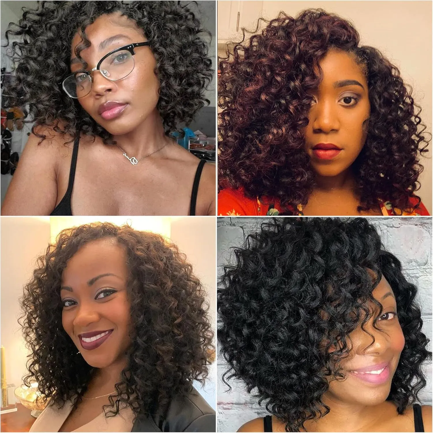 GoGo Curl Crochet hair for Black Women Short Beach Curl Bohemian Crochet Braids Natural Black Deep Wave Braiding hair Extensions (10inch,5Packs,1B)