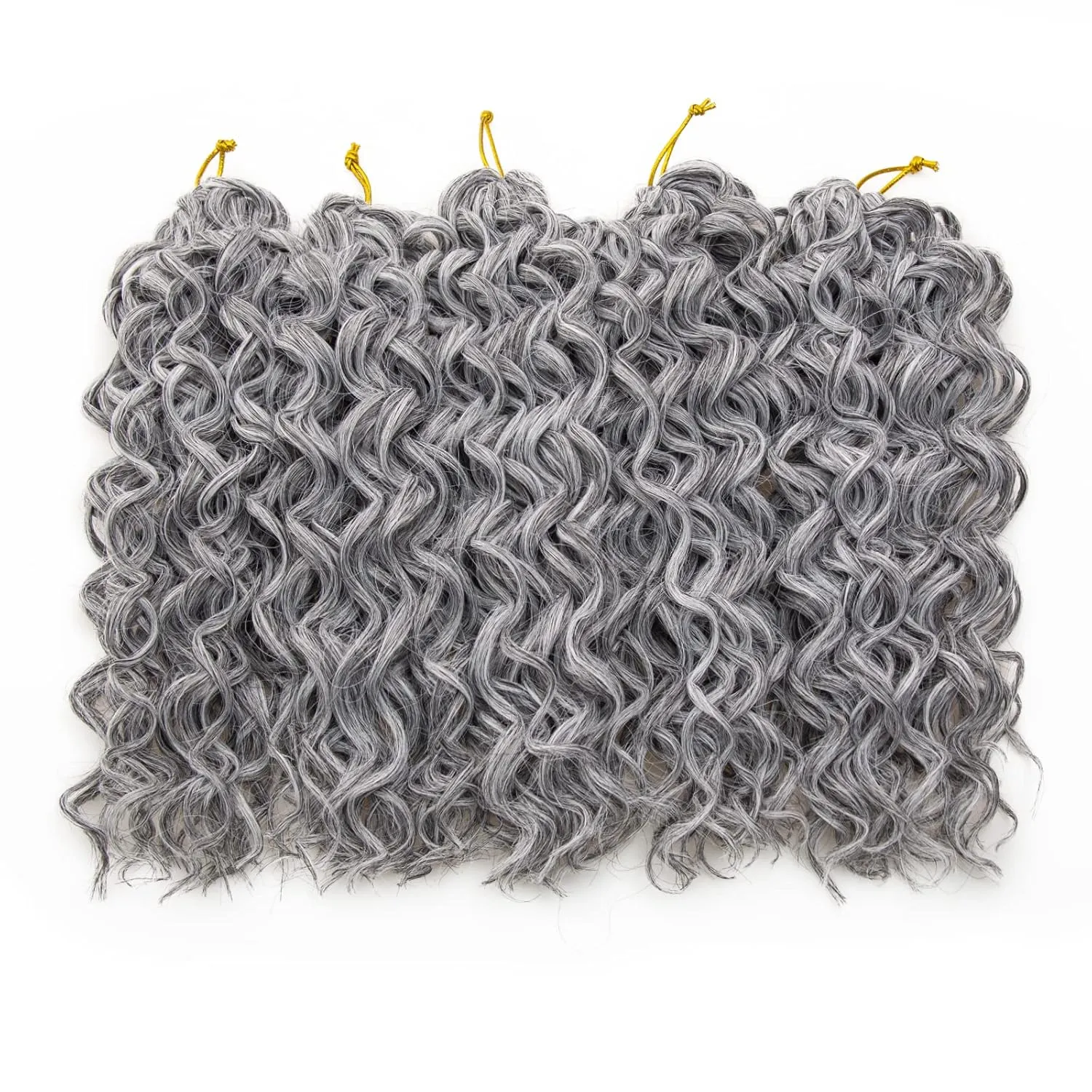 GoGo Curl Crochet hair Water Wave Crochet hair Grey Synthetic Bohemian Crochet Braid Deep Wave Braiding hair Extensions (10inch,5Packs,#51)