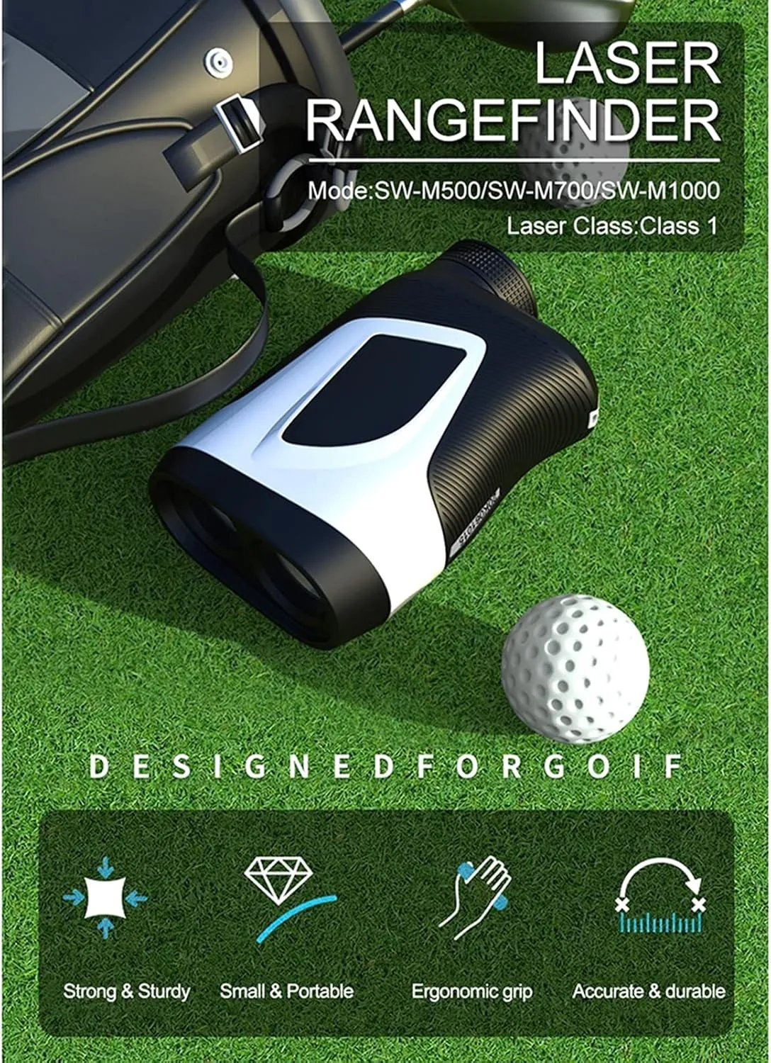 Golf RangeFinder, 500/700/1000M,with Slope On/Off,6X Magnification,Laser Binoculars,Flag Lock with Vibration, 600 Meters/Yards Range Finder,Waterproof,700m