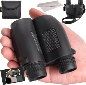 GORILLA GRIP 10x25 Compact Binoculars for Adults with Strap, Superior High Powered Clear 10X Magnification, Lightweight, Night Vision, Bird Watching, Hunting, Stargazing, Adjustable Eye Cups, Black