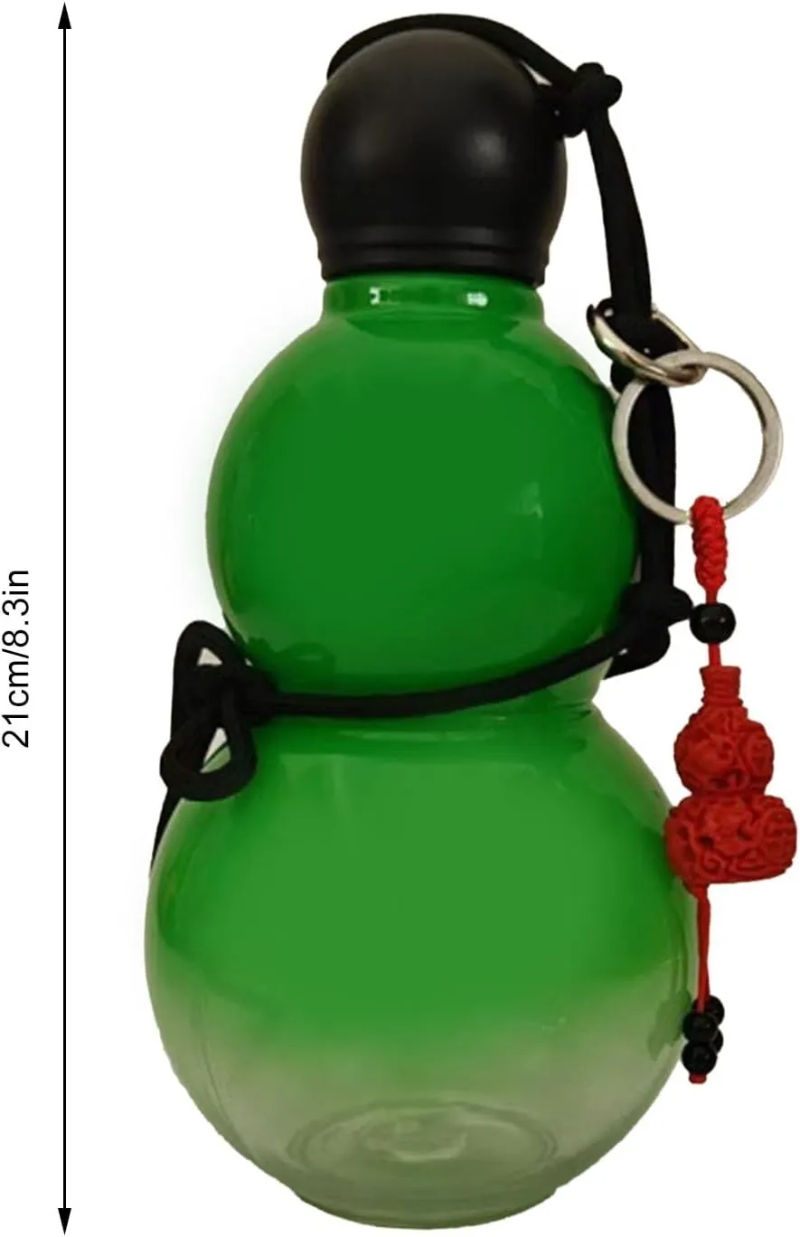 Gourd Water Bottle, PC 800ml Insulated Chinese Retro Portable Water Storage Bottle Drinking Gourd for Men Women (Green)