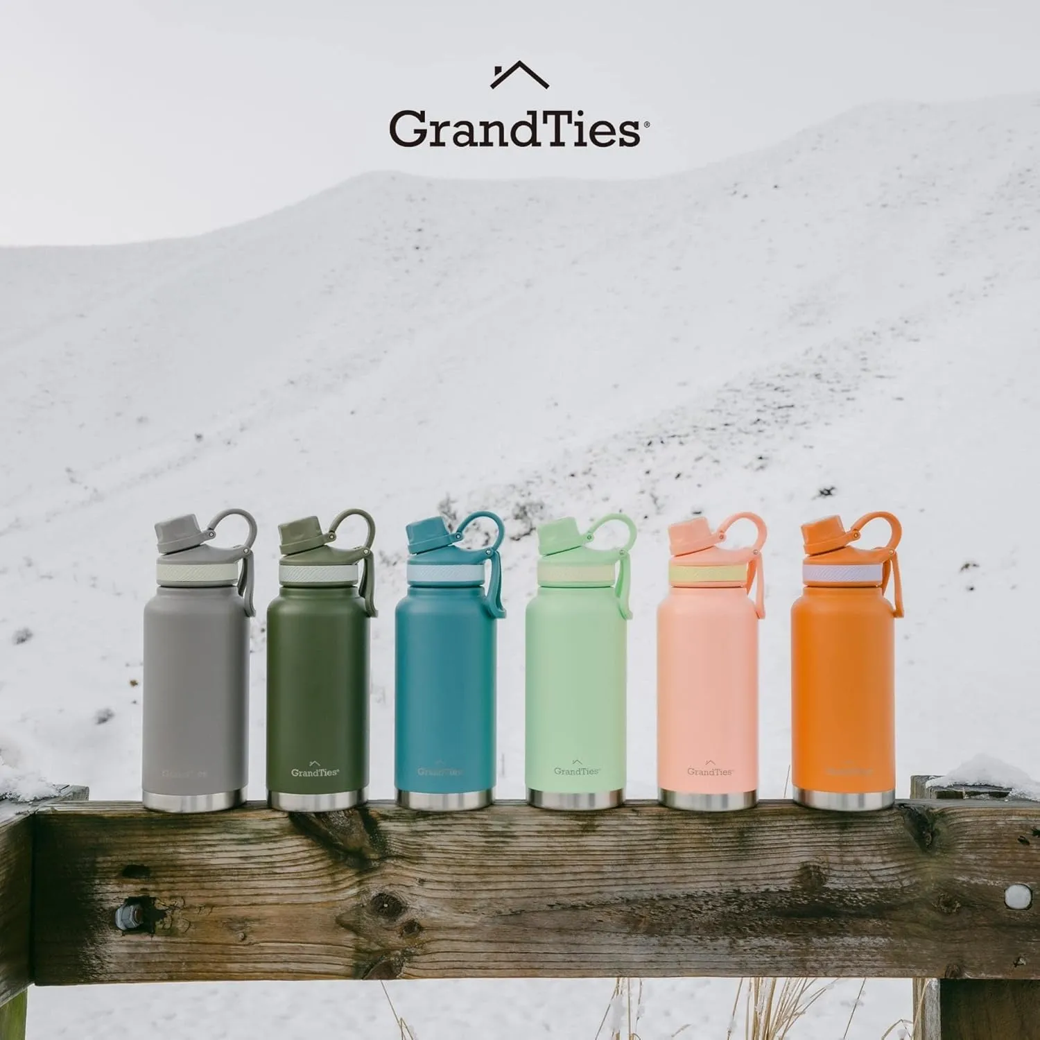 GRANDTIES 2 Lids Sports Stainless Steel Water Bottles – Wide Mouth Vacuum Insulated Reusable Leak Proof BPA-Free Travel Metal Canteen, Thermos Bottles for Men Women Gym (Ivory White 64 oz)