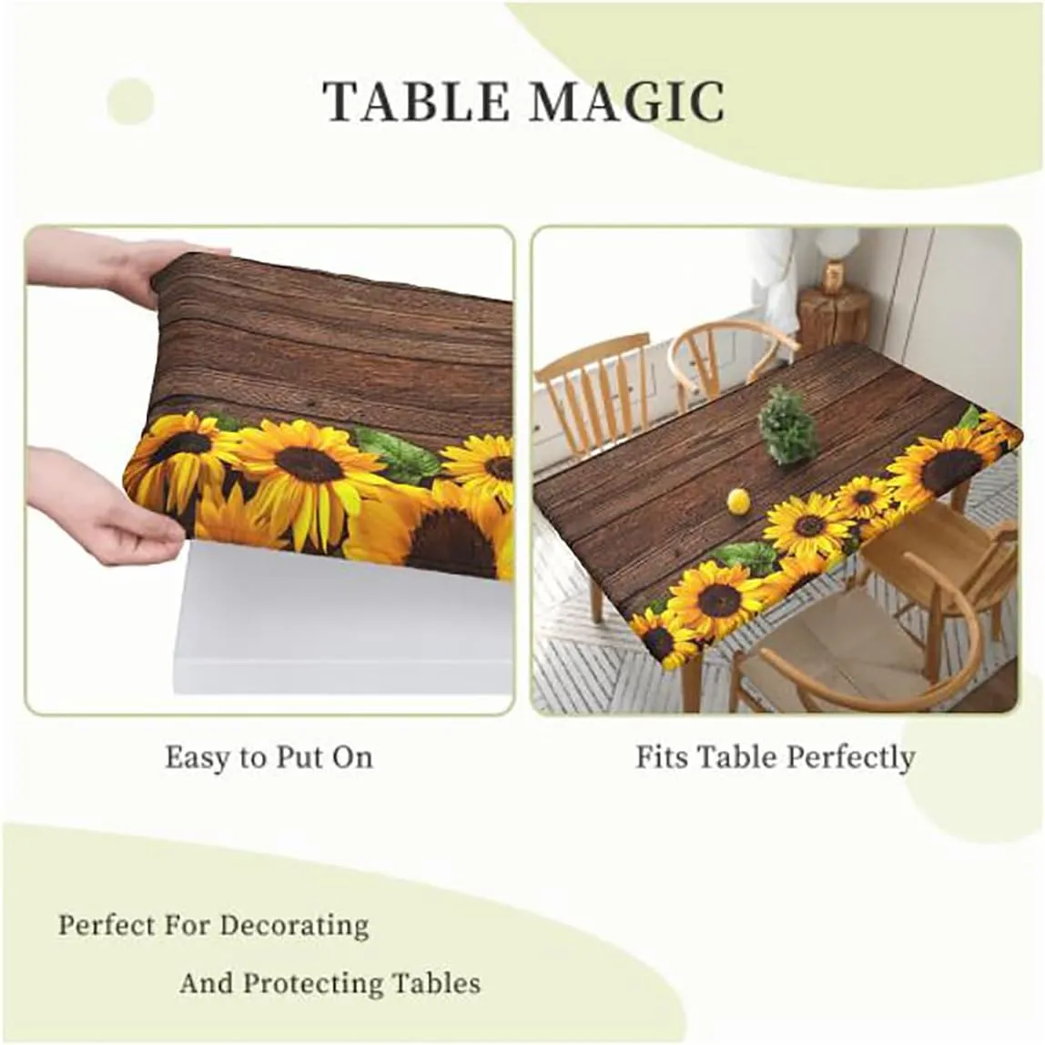 Green Tablecloth Fitted Rectangle Park Alpine Forest Natural Scenic Rectangle Table Cloth Reusable Table Cover for Picnic Dining Decoration Farm House Decor Fits up 5 Foot Tables