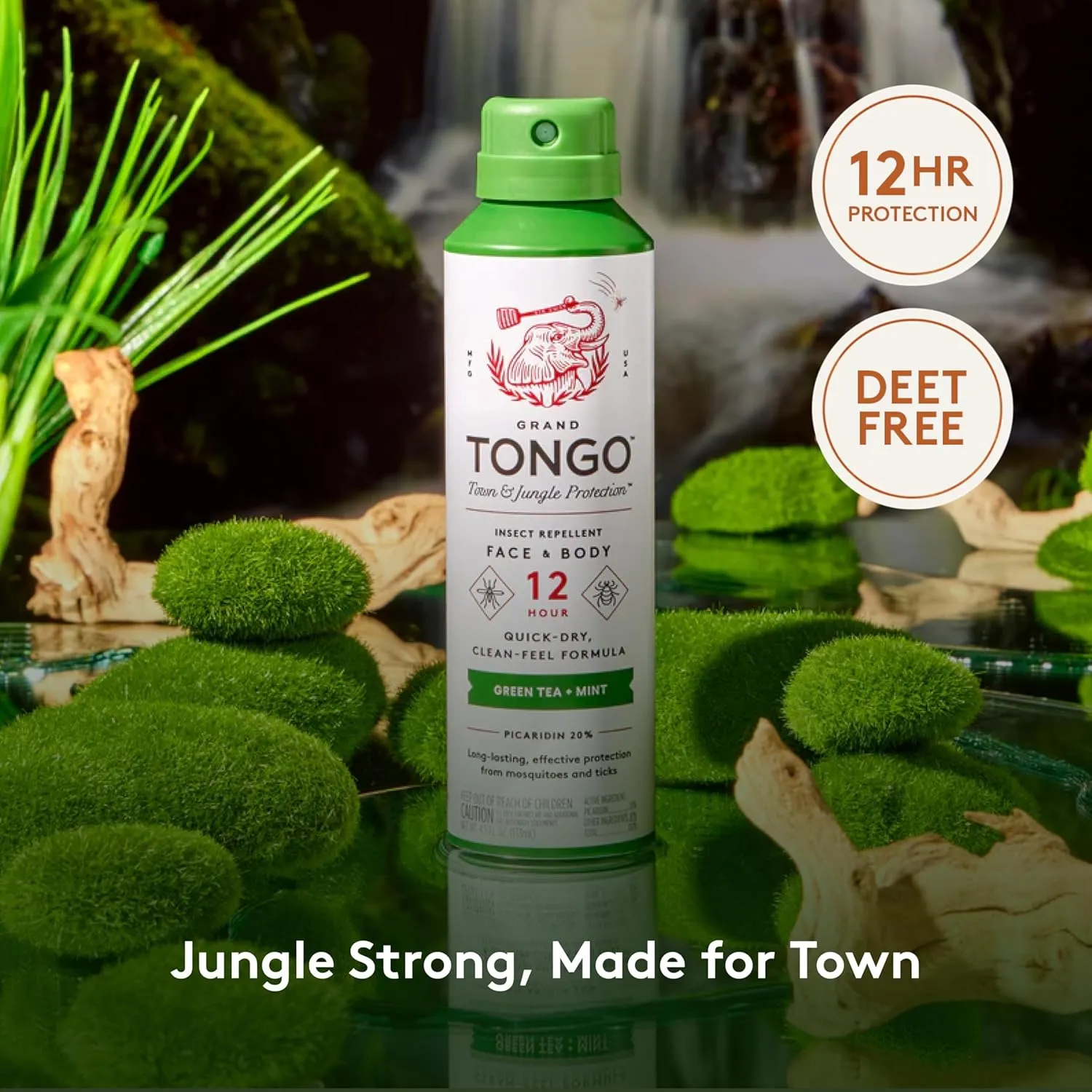 Green Tea   Mint Insect Repellent, 12-Hour Mosquito & Tick Protection, Picaridin-Based, Water-Based, Lightweight, Quick-Drying, Vanishing Scent, DEET Alternative, Face & Body Use, 3 Pack
