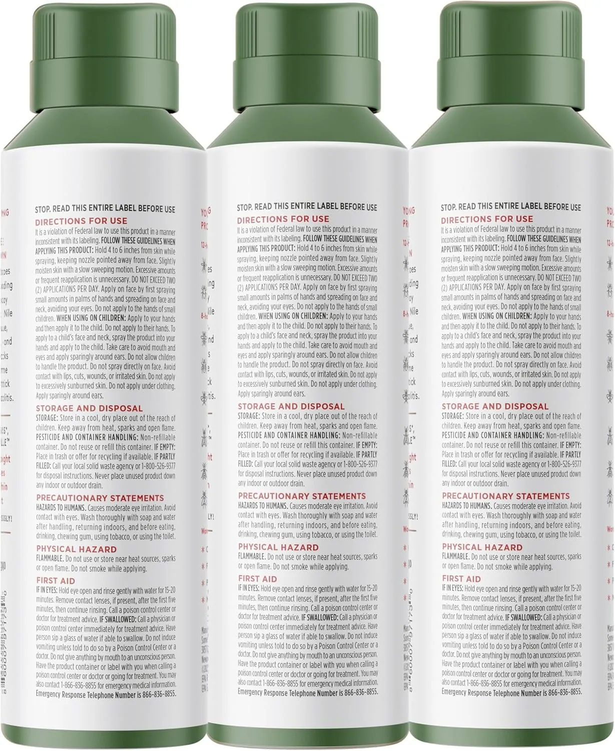 Green Tea   Mint Insect Repellent, 12-Hour Mosquito & Tick Protection, Picaridin-Based, Water-Based, Lightweight, Quick-Drying, Vanishing Scent, DEET Alternative, Face & Body Use, 3 Pack