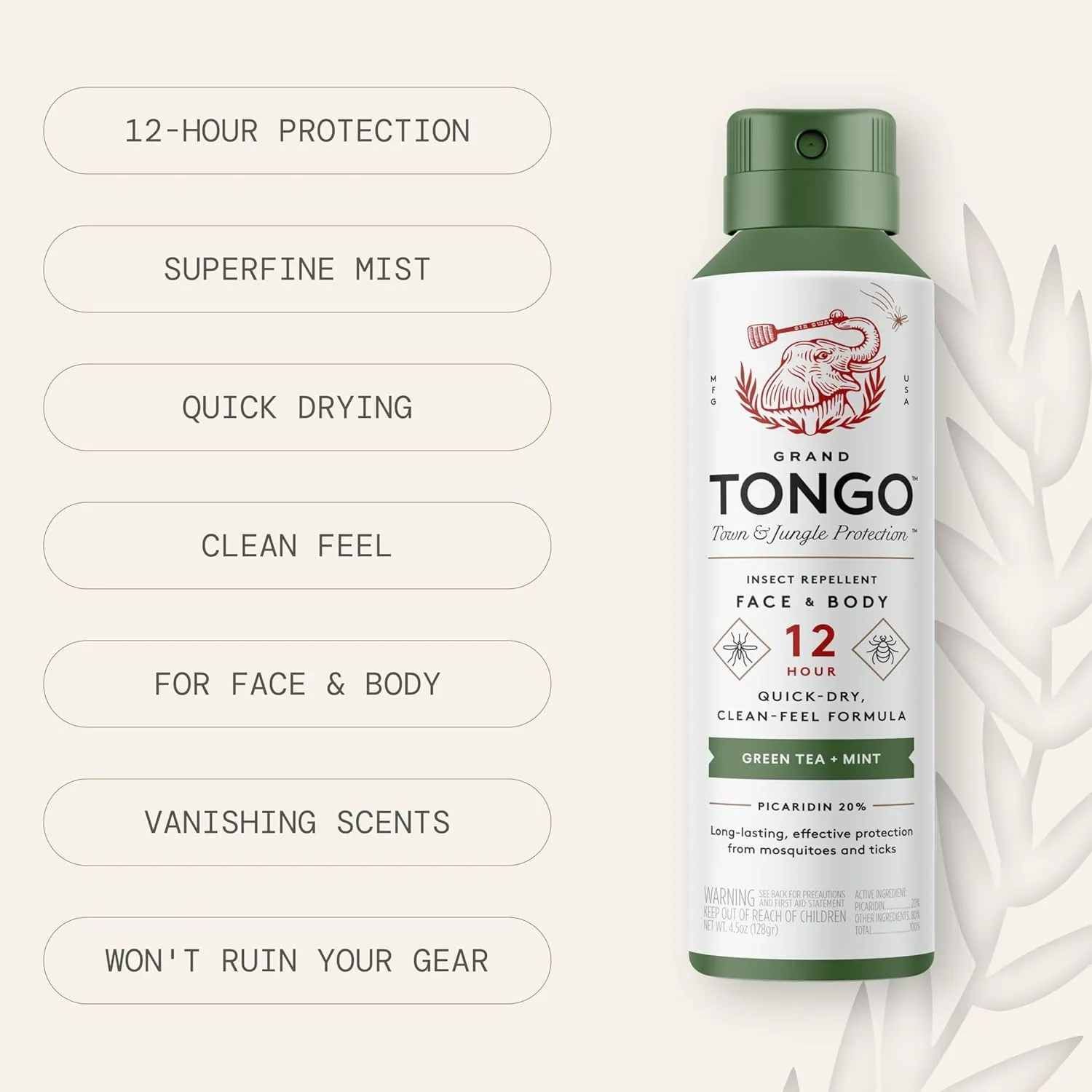 Green Tea   Mint Insect Repellent, 12-Hour Mosquito & Tick Protection, Picaridin-Based, Water-Based, Lightweight, Quick-Drying, Vanishing Scent, DEET Alternative, Face & Body Use, 3 Pack