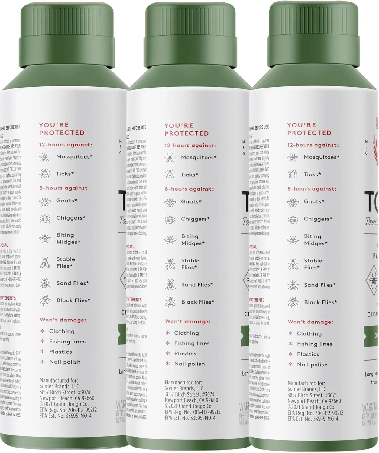 Green Tea   Mint Insect Repellent, 12-Hour Mosquito & Tick Protection, Picaridin-Based, Water-Based, Lightweight, Quick-Drying, Vanishing Scent, DEET Alternative, Face & Body Use, 3 Pack