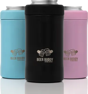 Grill Rescue Insulated Drink Buddy Can Holder – Vacuum-Sealed Stainless Steel for 12oz regular or slim cans & bottles - Double Walled Beverage Insulator for Hard Seltzer and More (Matte Black)