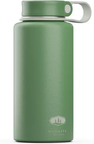 GSI Outdoors Microlite 1000 Twist - Vacuum Insulated Stainless Steel Water Bottle, Double Wall Thermal Flask, Jade, 32 Ounces