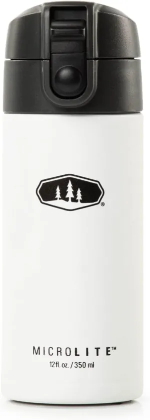 GSI Outdoors, Microlite Water Bottle, Vacuum-Insulated Stainless Steel, for Camping, White, 12 Fluid Ounces