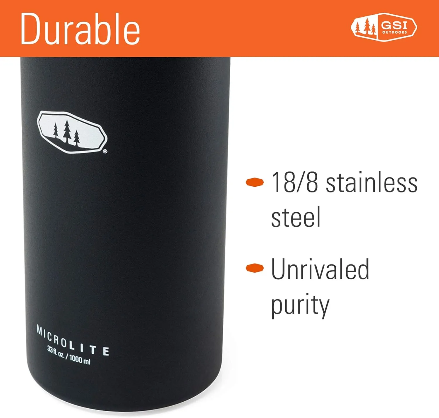 GSI Outdoors - Microlite Water Bottle, Vacuum Insulated Stainless Steel, Twist Lid