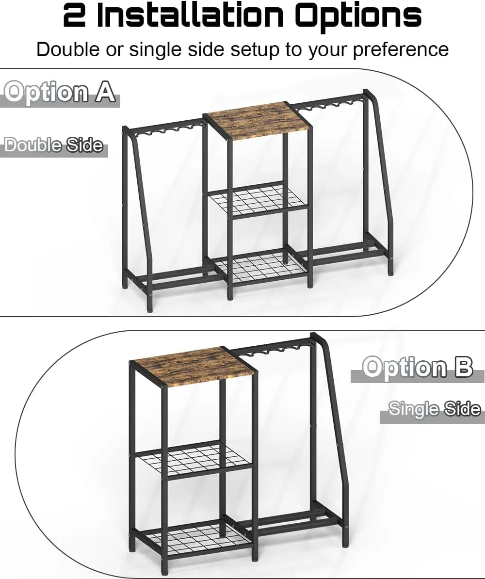 Gun Rack Stand, Vertical Rifle Display Holder with Gun Storage Solutions Shelf, Floor Shotgun Organizer Racks with Padding for Home Garage, Hold up to Long Guns and Gun Accessories