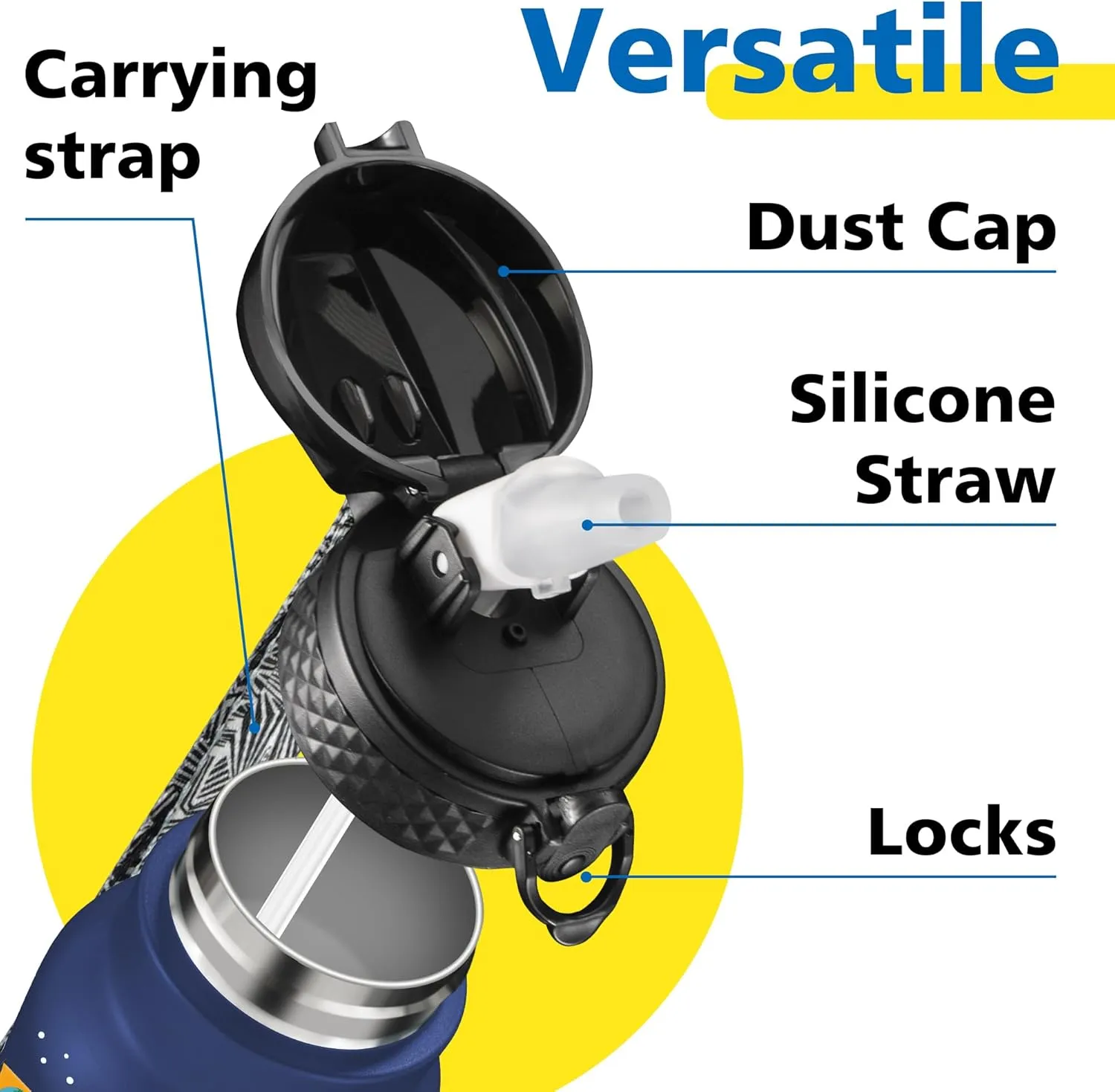 Han's Bottle Kids Water Bottle with Straw Lid - Insulated Stainless Steel Reusable Tumbler for Girls,Boys,Thermo Mug,12oz,Cosmic Animals