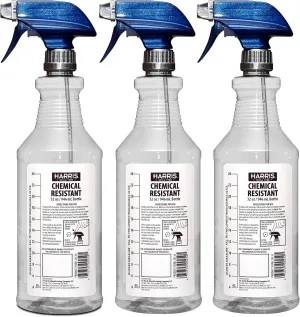HARRIS Chemically Resistant Professional Empty Spray Bottles, 32oz (3-Pack), for Cleaning Solutions and Water