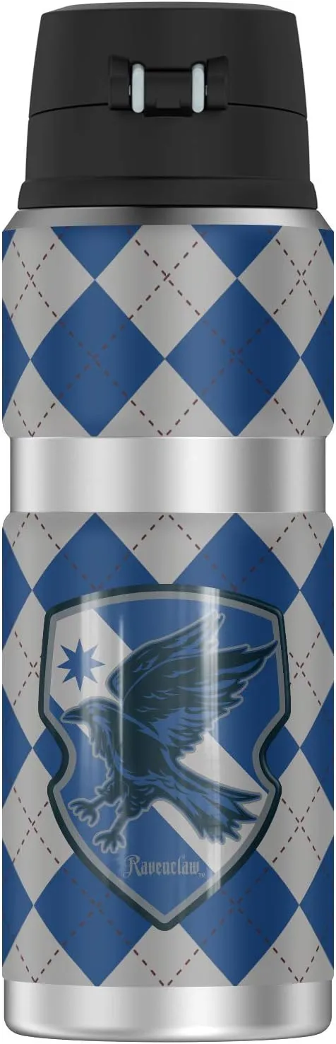 Harry Potter Ravenclaw Plaid Sigil, THERMOS STAINLESS KING Stainless Steel Drink Bottle, Vacuum insulated & Double Wall, 24oz