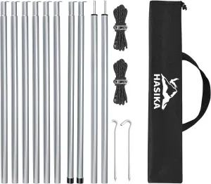 Hasika Camping Tent Pole Repair Kit Including Ropes Stakes Adjustable from 30" to 74.8" Replacement for Tarp Awning Rainfly 2 Set (10 Sections)