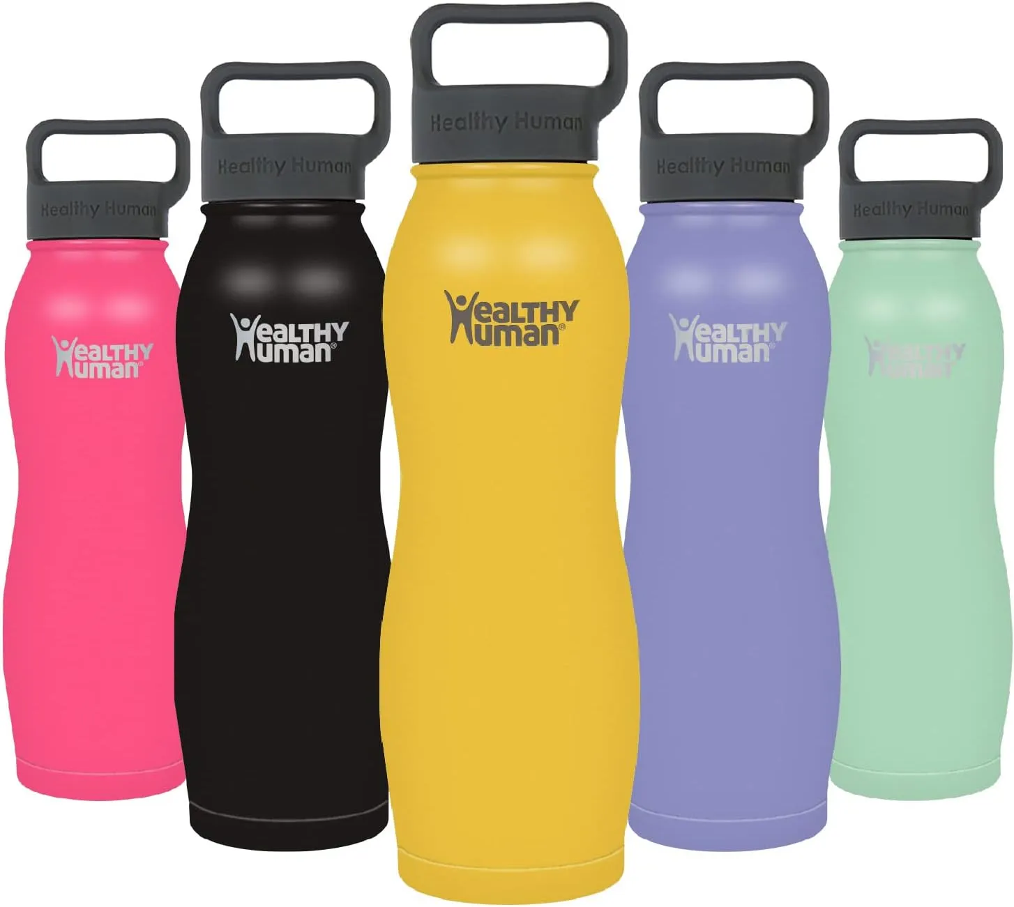 Healthy Human Stainless Steel Curve Water Bottle | 100% BPA Free Thermos for Kids & Adults | Double Walled Vacuum Insulated Water Bottles | Metal Bottles with Leak Proof Lid (21 oz/621 ML, Limoncello)