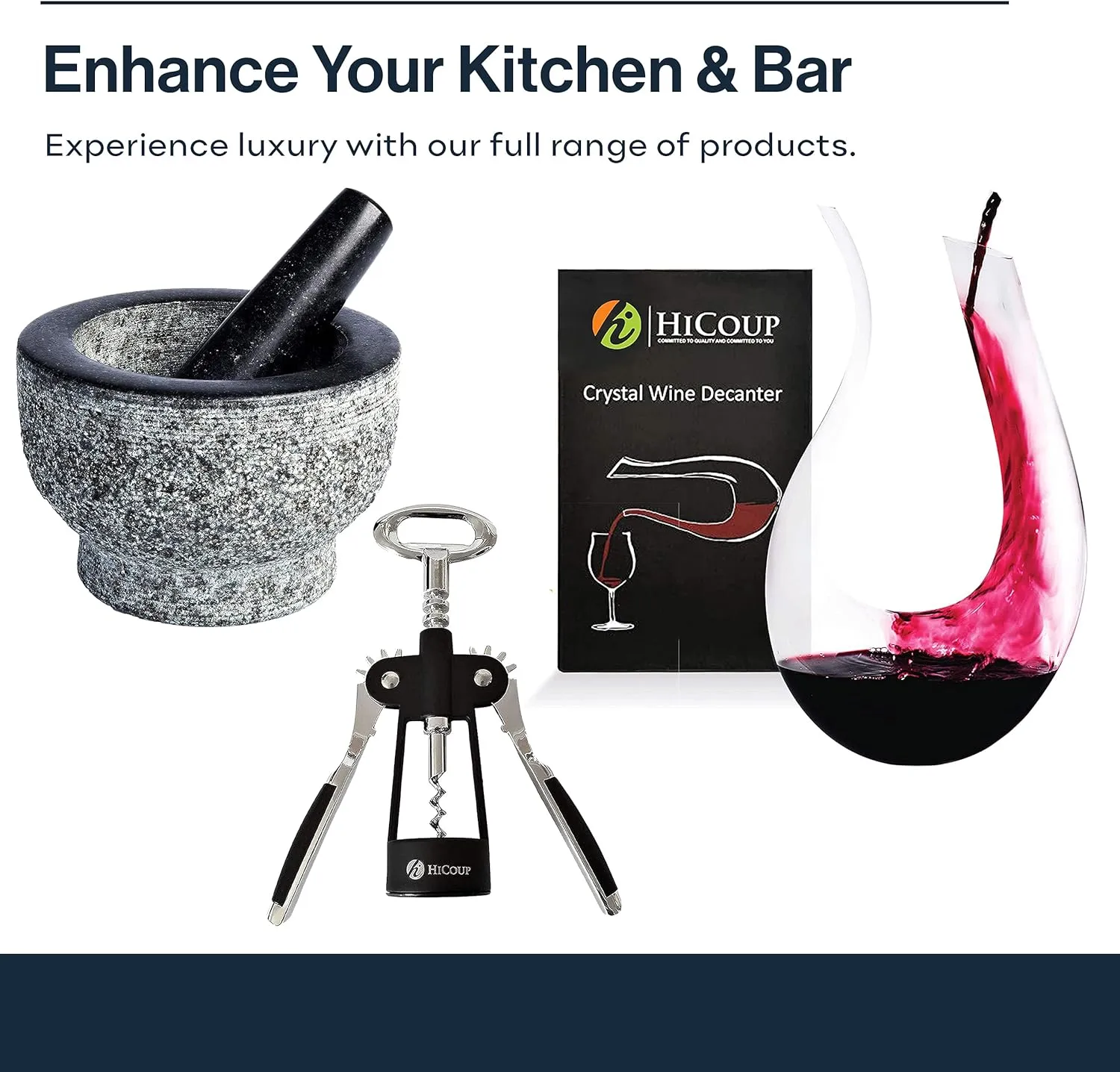 Hicoup Wine Opener - Professional Corkscrews for Wine Bottles w/Foil Cutter and Cap Remover - Manual Wine Key for Servers, Waiters, Bartenders and Home Use - Stainless Steel Ebony