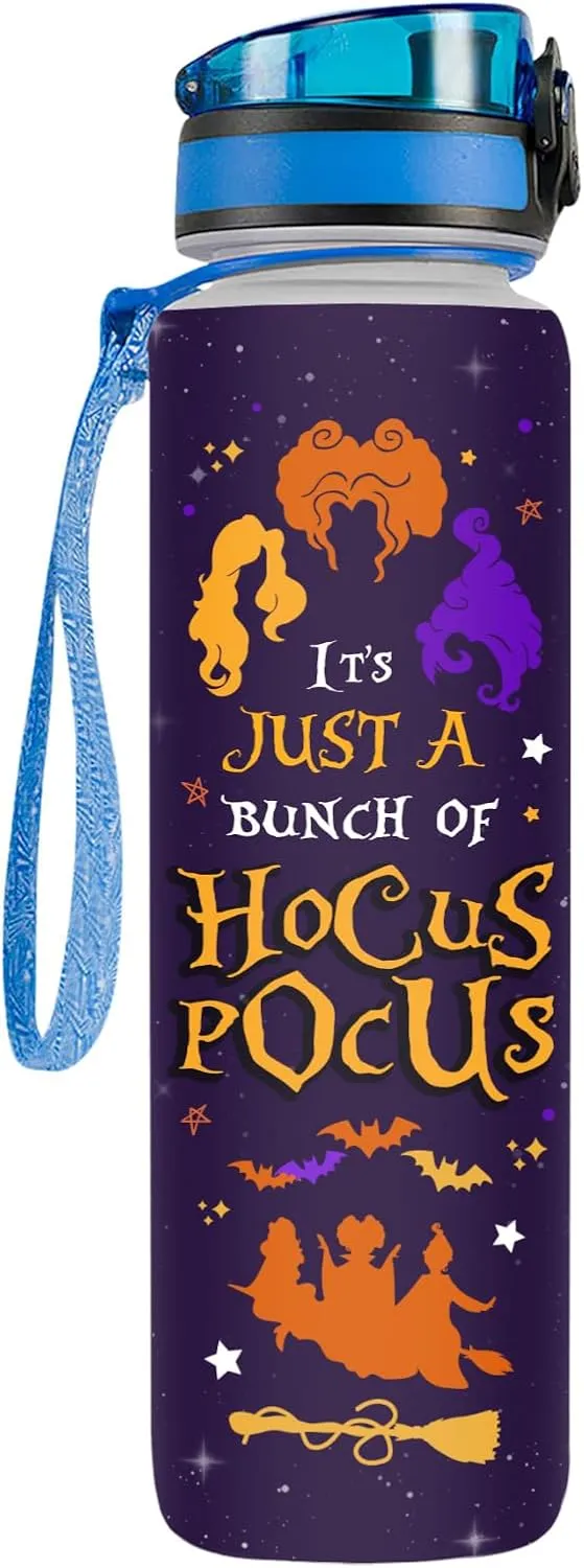 Hocus 32 Oz Water Track Bottle, Witch Water Bottle With Time Marker, Movie Characters Motivational Insulated Water Bottle, Gifts For Movie Lovers
