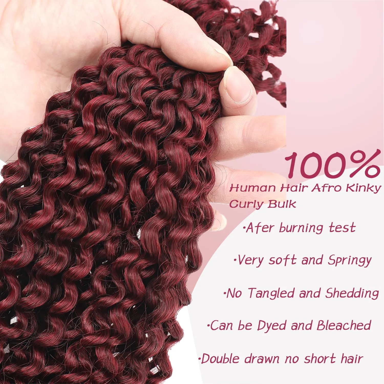 Human Hair Afro Kinky Bulk for Dreadlocks Extensions Repair Locs Afro Kinky Human Hair for Twist Braiding 1 Pack 50 Gram Natural Bug# 14 inches