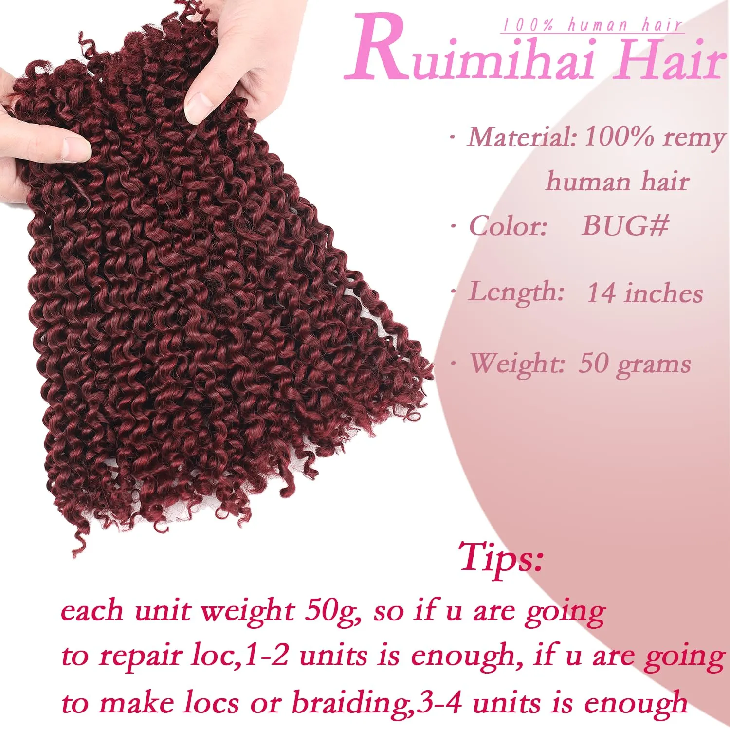 Human Hair Afro Kinky Bulk for Dreadlocks Extensions Repair Locs Afro Kinky Human Hair for Twist Braiding 1 Pack 50 Gram Natural Bug# 14 inches