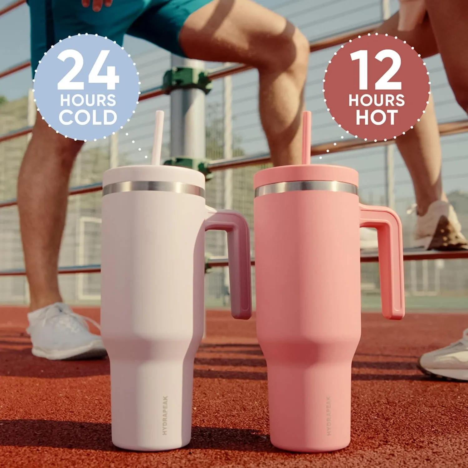 Hydrapeak Voyager 40 Oz Stainless Steel Tumbler with Handle, Insulated Water Bottle With Straw & Lid, Cupholder Friendly Reusable Travel Mug (Sage Leaf)