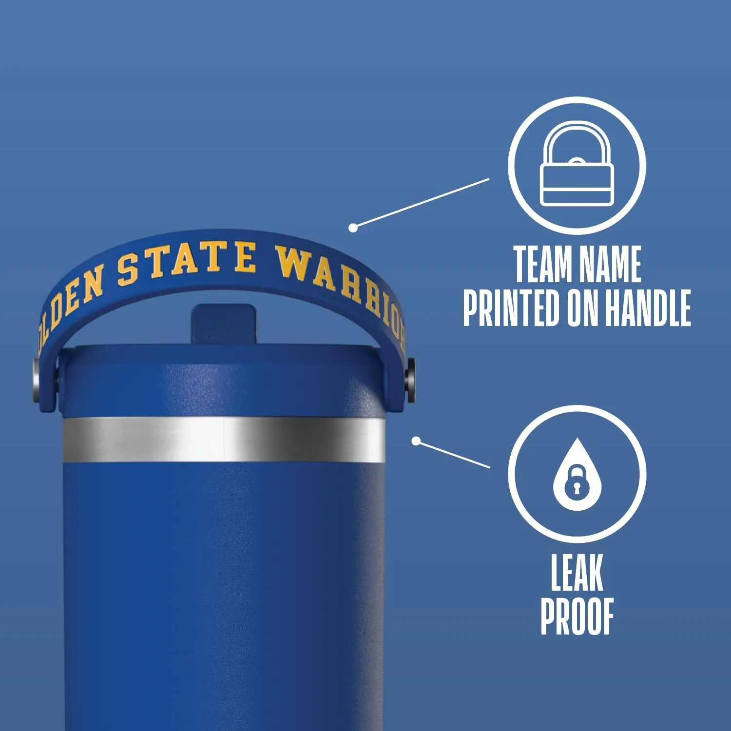 Hydrapeak x NBA Officially Licensed Golden State Warriors 32oz Nomad Stainless Steel Tumbler with Handle and Straw Lid, Leakproof Water Bottle in Limited Edition Collector's Gift Box