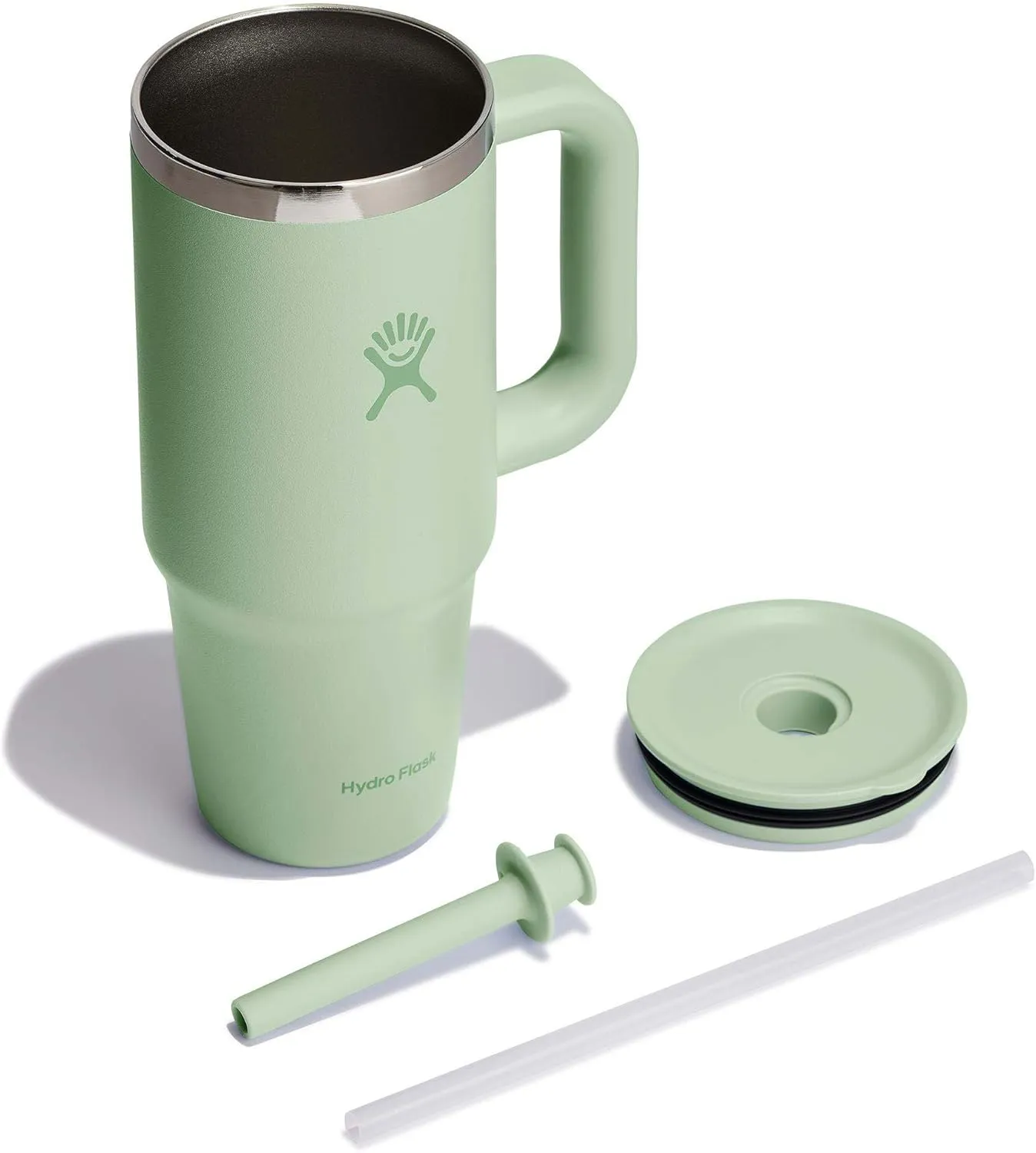 Hydro Flask 24 Oz Travel Tumbler with Handle, Lid and Straw - Insulated Stainless Steel in 24 Oz Aloe Green