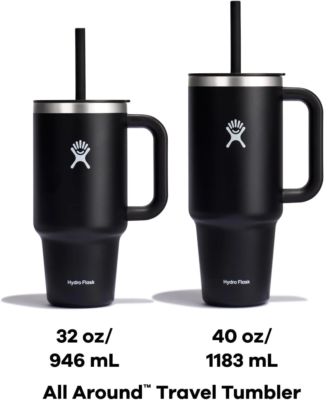 Hydro Flask 40 Oz Travel Tumbler with Handle, Lid and Straw - Insulated Stainless Steel in 40 Oz Black