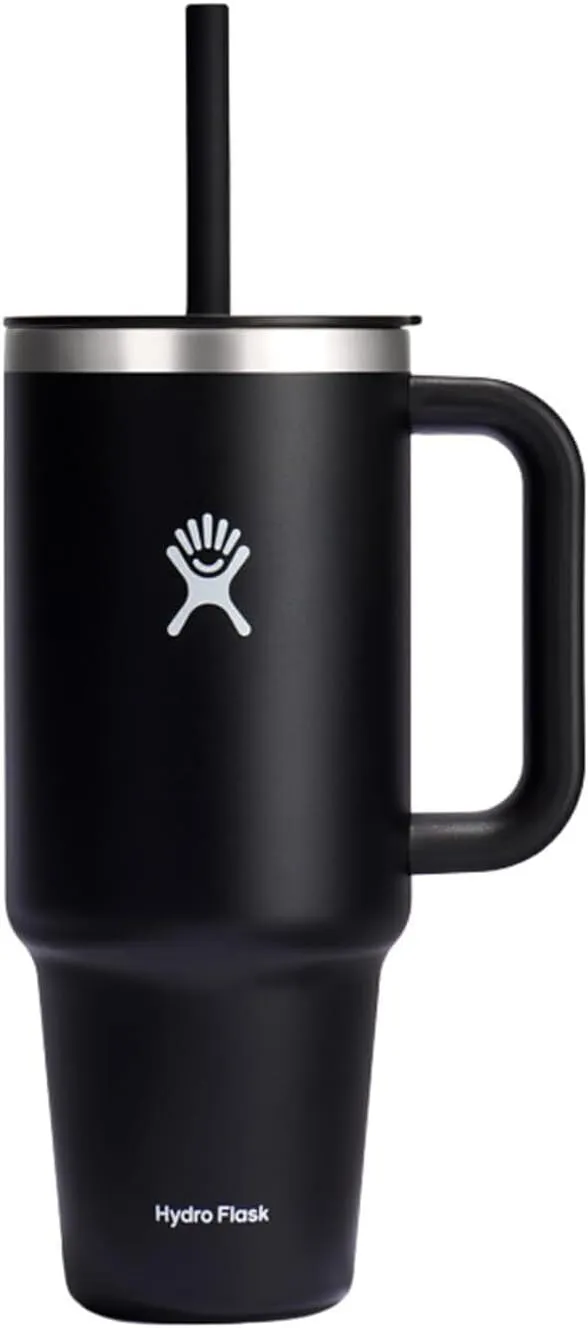 Hydro Flask 40 Oz Travel Tumbler with Handle, Lid and Straw - Insulated Stainless Steel in 40 Oz Black