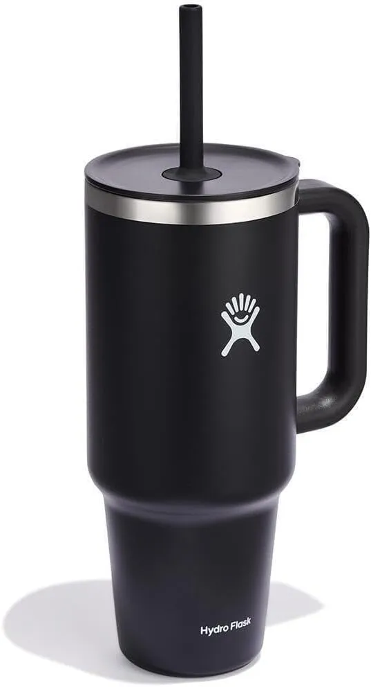 Hydro Flask 40 Oz Travel Tumbler with Handle, Lid and Straw - Insulated Stainless Steel in 40 Oz Black