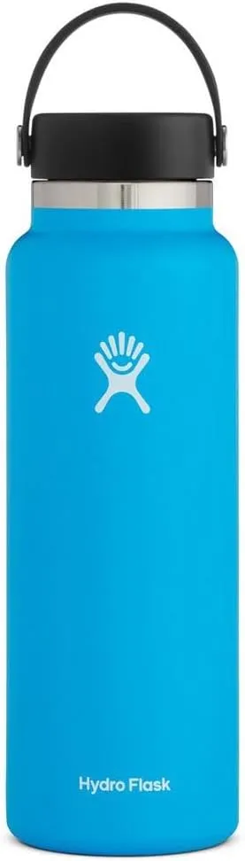 Hydro Flask Wide Mouth vacuum insulated stainless steel water bottle with leakproof closeable lid for cold water drinks, sports, travel, car and school