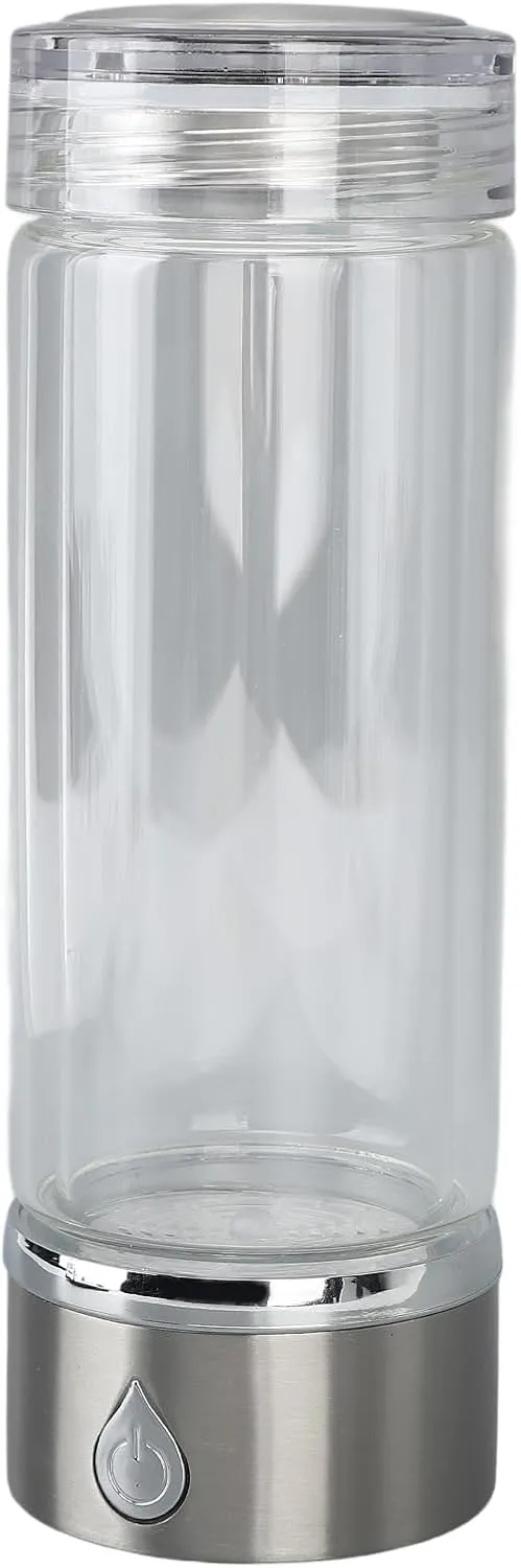Hydrogen Water Bottle,Portable Rechargeable Hydrogen Water Generator for Home Travel Fitness Daily Drinking (Silver)