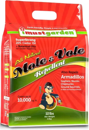 I Must Garden Mole & Vole Repellent: Professional Strength – Twice The Coverage – All Natural Ingredients - Pleasant Scent - 10lb