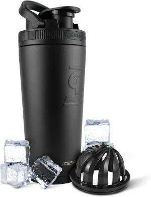 Ice Shaker Insulated Stainless Steel Shaker Bottle | 26oz, Black | Cold for 30  Hours | Insulated Cup with Twist-on Agitator | Odor-Free Bottle for Protein Shakes, Water, Smoothies, Cocktails