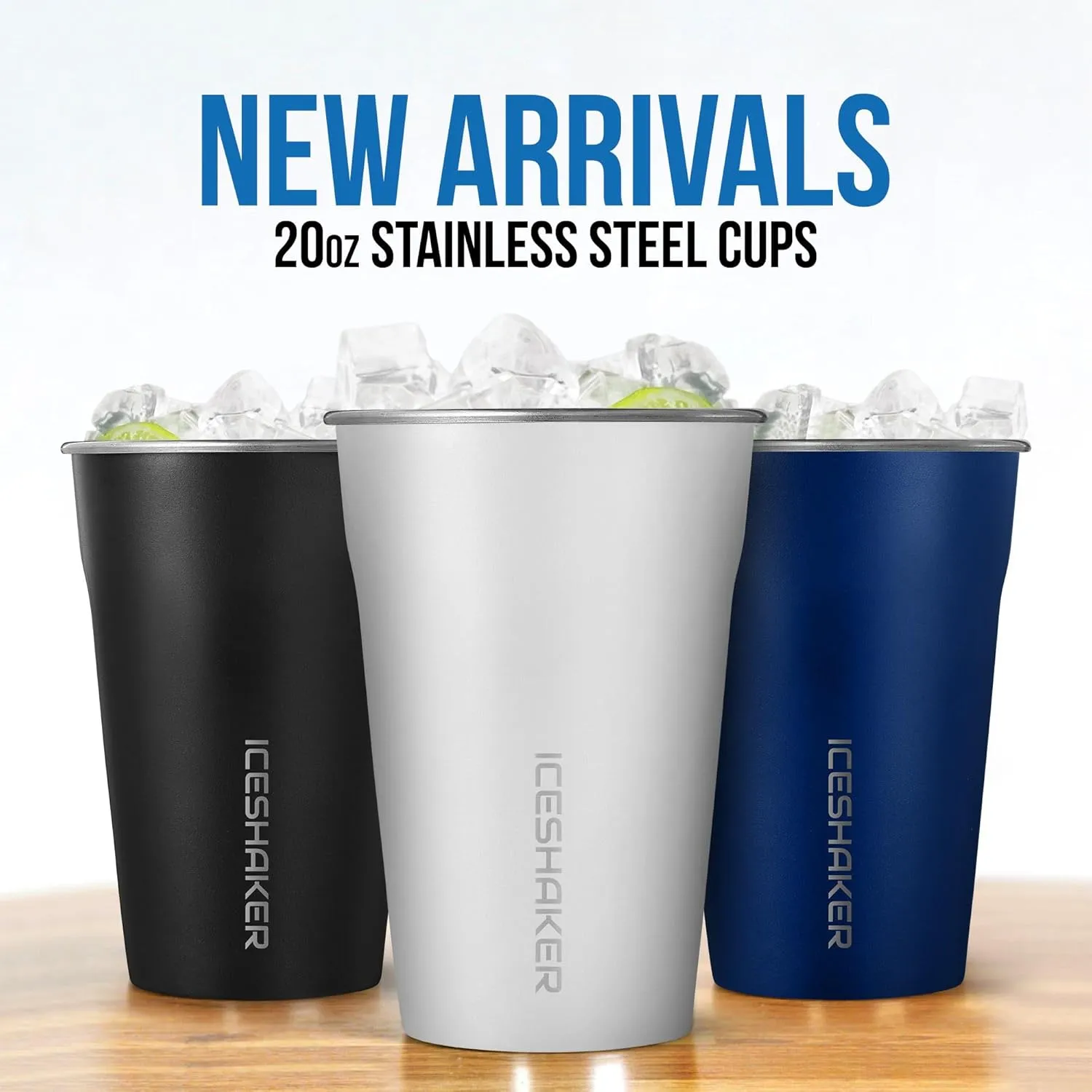 Ice Shaker Stainless Steel Shaker Bottle | 26oz, Black White Ombre | Stays Cold for 30  Hours | Insulated Cup with Twist-on Agitator | Odor-Free Shaker Cup for Protein Shakes, Water, Smoothies