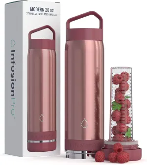 Infusion Pro Fruit Infuser Water Bottle - Vacuum Insulated (20 oz) Stainless Steel : Fruit Infusion Recipe eBook : Bottom Loading for More Flavor : Easy Cleaning : Great Gift