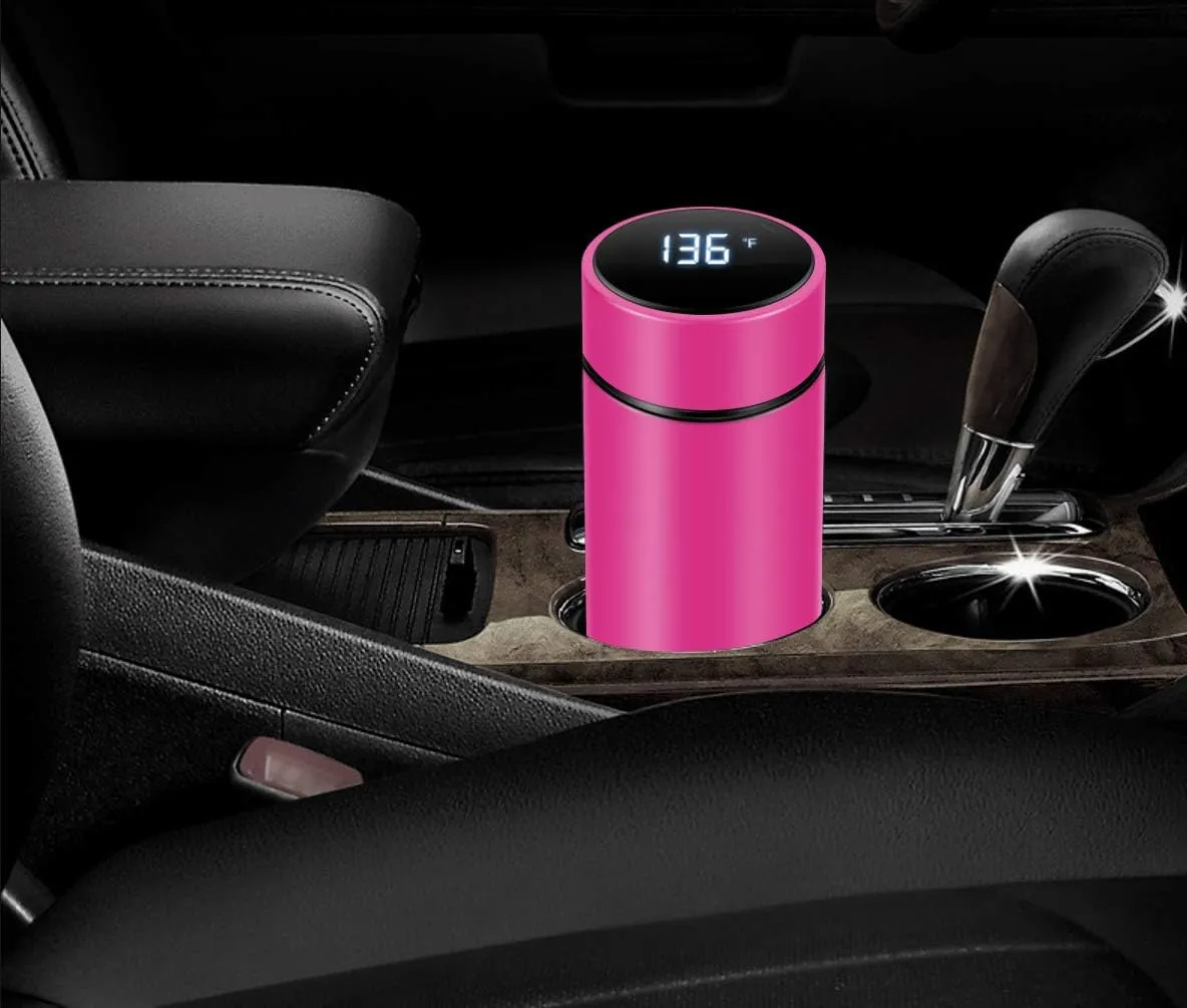 Insulated bottle,Coffee bottle,Tea Infuser Bottle,Smart Sports Water Bottle with LED Temperature Display,Double Wall Vacuum Insulated Water Bottle, Stay Hot for 24 Hrs,Cold for 24 Hrs (Rose)