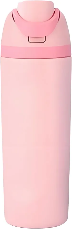 Insulated stainless steel kettle with straw, ideal for sports and travel, BPA-free (pink), Same capacity