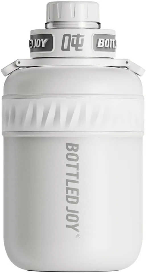 Insulated Stainless Steel Water Bottle for Sports and Travel, BPA-Free,Bottled joy with strap (grey, 32 oz)