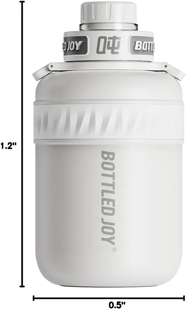 Insulated Stainless Steel Water Bottle for Sports and Travel, BPA-Free,Bottled joy with strap (grey, 32 oz)