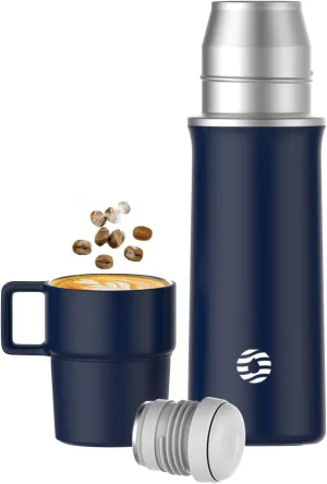 Insulated Stainless Steel Water Bottle with Cup, 21 OZ, Double-Walled Thermal for Hot & Cold Drinks, Blue