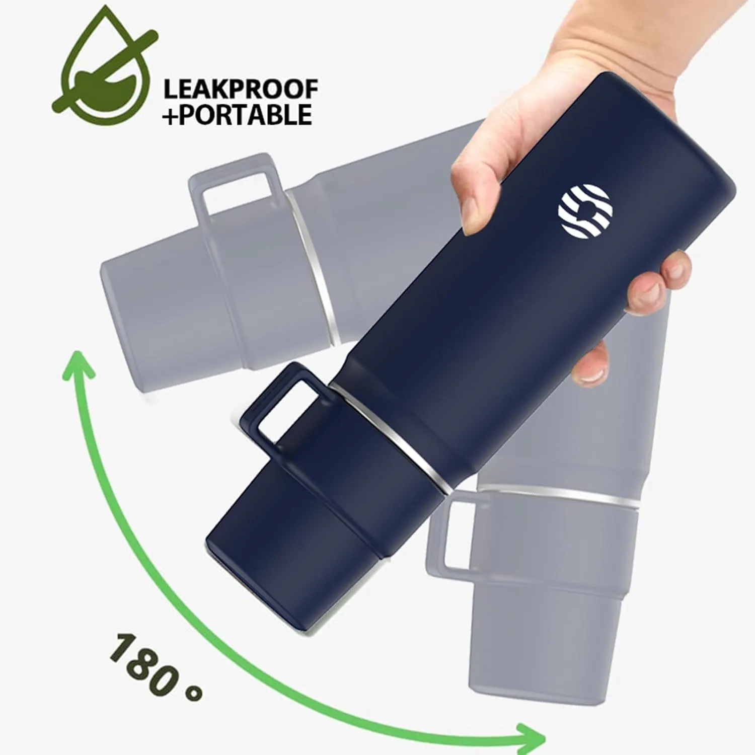 Insulated Stainless Steel Water Bottle with Cup, 21 OZ, Double-Walled Thermal for Hot & Cold Drinks, Blue