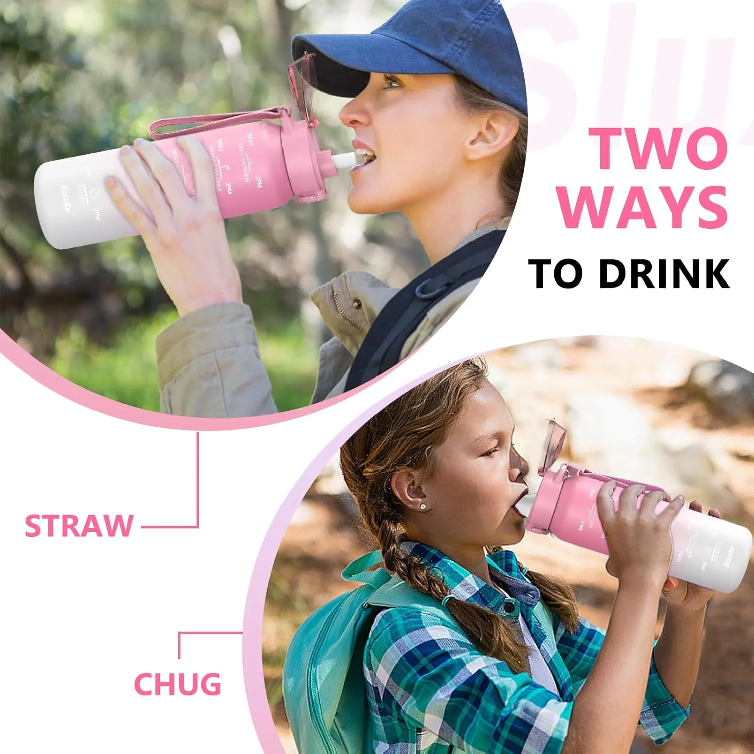 Insulated Water Bottle 32oz with 2Lids,18/10 Stainless Steel 1000ml Insulated Water Bottle Double Walled with Handle, Metal Canteen Keep Cold 48H Hot 24H for Men, Women & Kids