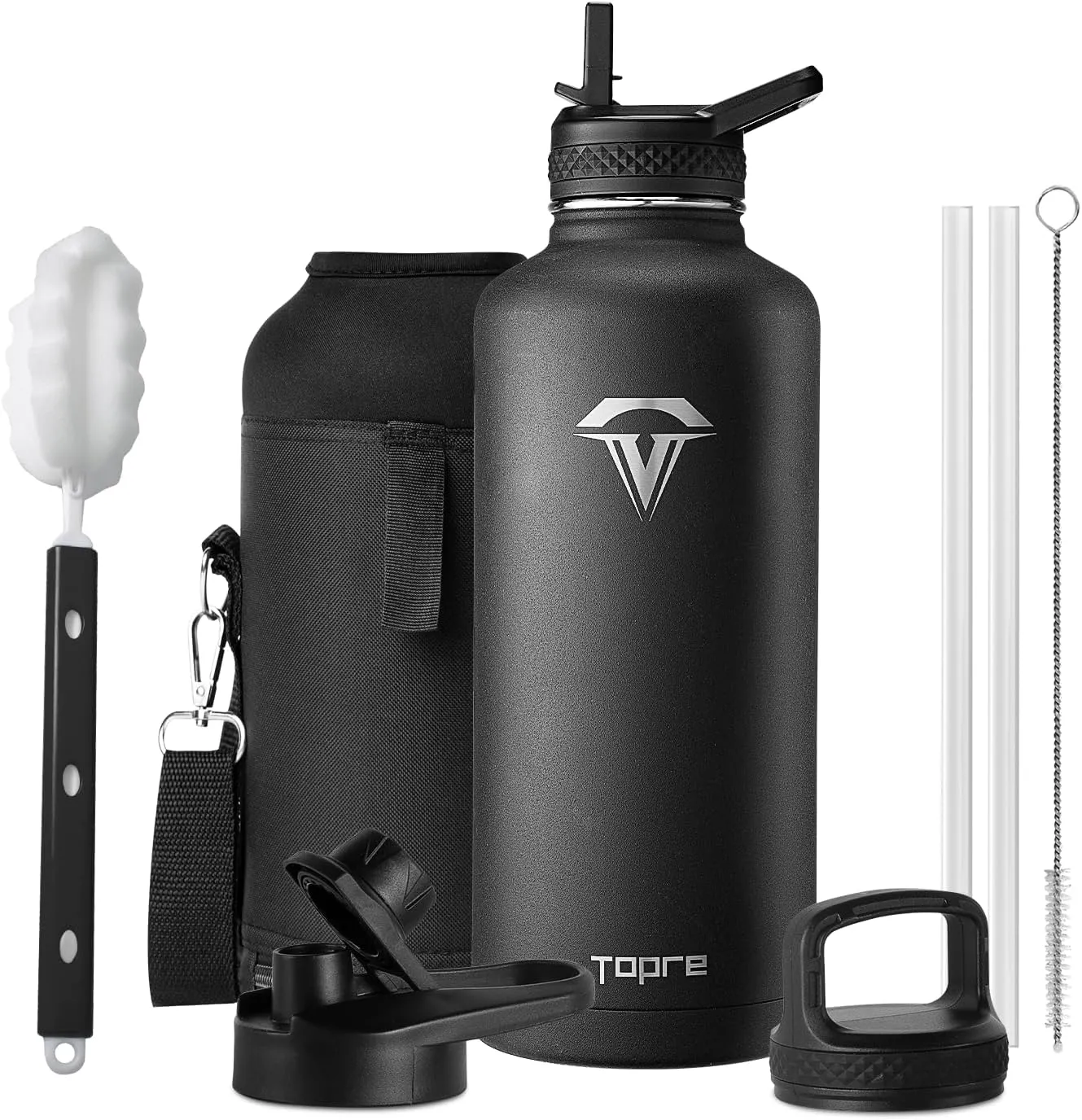Insulated Water Bottle 87 oz, Stainless Steel Water Bottles Cold for 48 Hrs, Leak Proof & BPA Free, Triple Wall Vacuum Reusable Water Flask Jug for Outdoor Sports Gym Camping, Black
