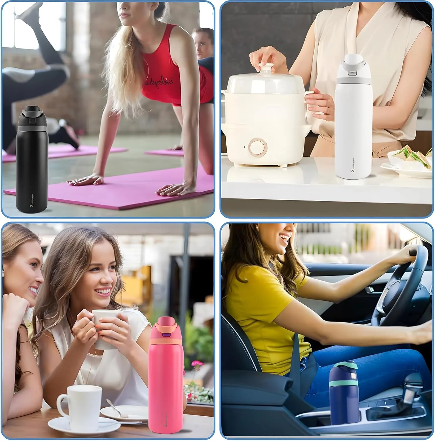 Insulated Water Bottle with Straw & Spout Lid - Leakproof - Simple and Modern Style (Turquoise, 19 Oz (560ml))