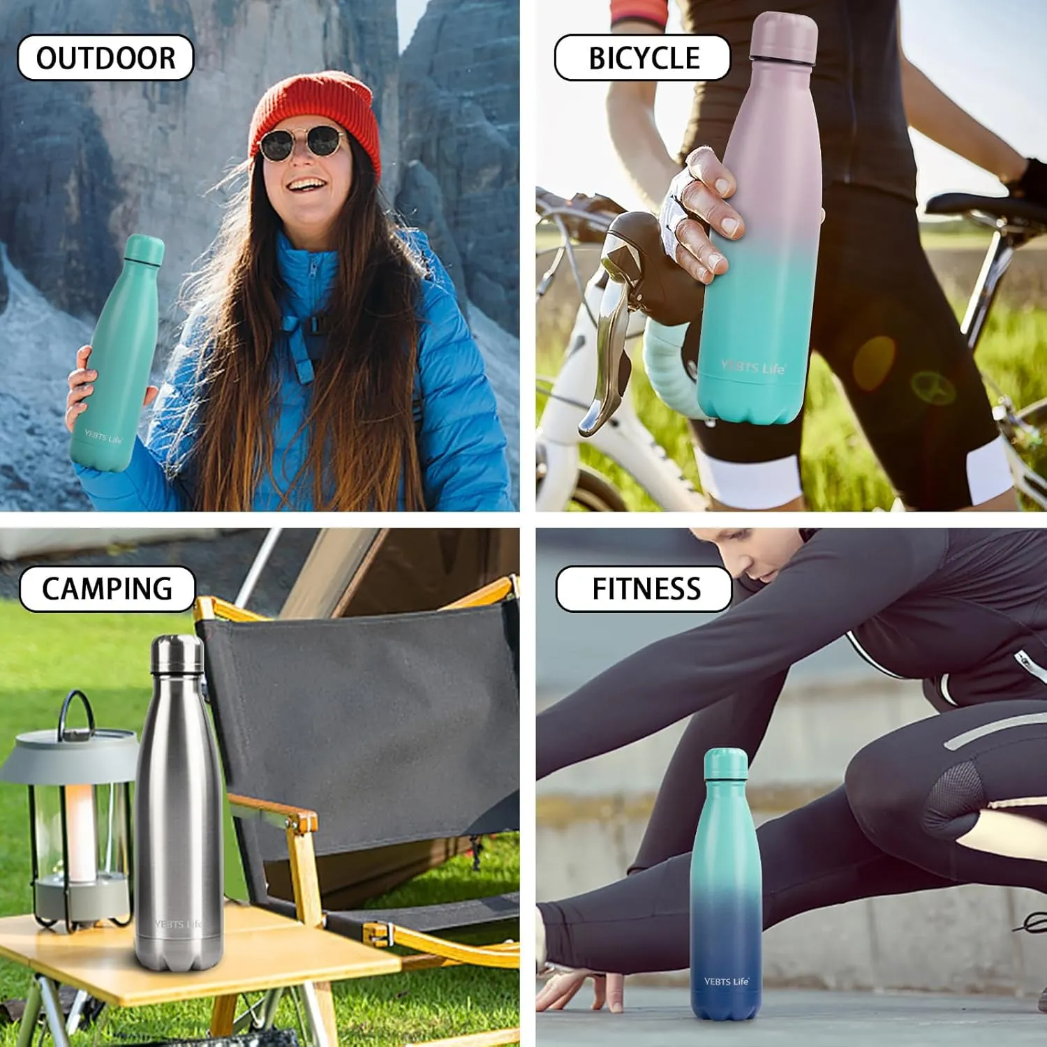 Insulated Water Bottle,17oz Stainless Steel Water Bottles with straw lid,Metal Sports Thermos Water Bottles for Boys,Girls,Double Wall Vacuum BPA-Free Flask for School, Sports & Travel-Black