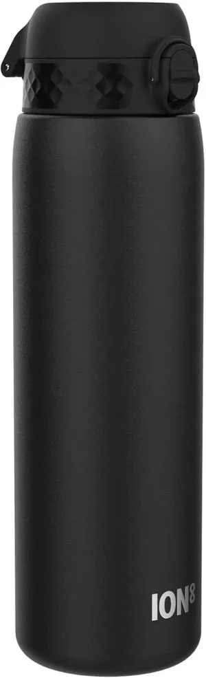 Ion8 1 Litre Stainless Steel Water Bottle, Leak Proof, Easy to Open, Secure Lock, Dishwasher Safe, Carry Handle, Hygienic Flip Cover, Easy Clean, Durable, Scratch Resistant, 1200 ml/40 oz, Black