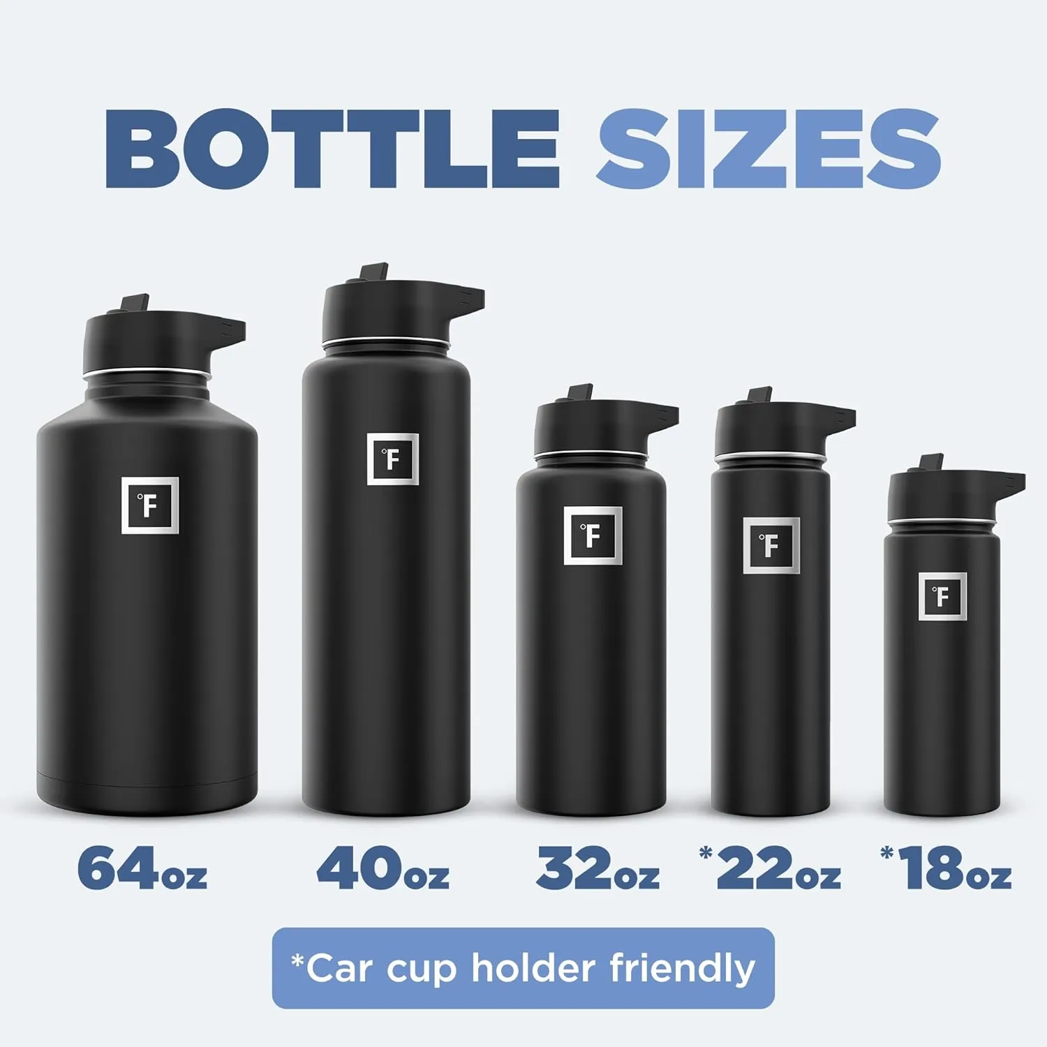 IRON °FLASK Camping & Hiking Hydration Flask with 3 Lids - Stainless Steel, Double Walled & Vacuum Insulated Water Bottle - Leak Proof & BPA Free (Graphite, Straw - 22 oz)